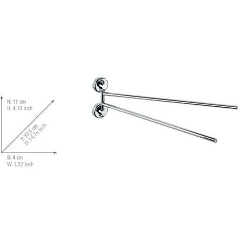 WENKO Porte Serviette Salle De Bain Mural, 2 Barres Porte Serviette Power-Loc® Fixation Sans Perçage, Sion, Acier - Plastique, 4x11x37,5 Cm, Brillant 5 WENKO Porte Serviette Salle De Bain Mural, 2 Barres Porte Serviette Power-Loc® Fixation Sans Perçage, Sion, Acier - Plastique, 4x11x37,5 Cm, Brillant – Image 3