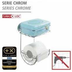 WENKO Dérouleur Papier Toilette Mural Avec étagère Turbo-Loc® Fixation Sans Perçage, Support Papier Toilette Mural, Acier, 16,5x24,5x14 Cm, Brillant - Chromé 8 WENKO Dérouleur Papier Toilette Mural Avec étagère Turbo-Loc® Fixation Sans Perçage, Support Papier Toilette Mural, Acier, 16,5x24,5x14 Cm, Brillant - Chromé -WENKO Soldes 6579631 2