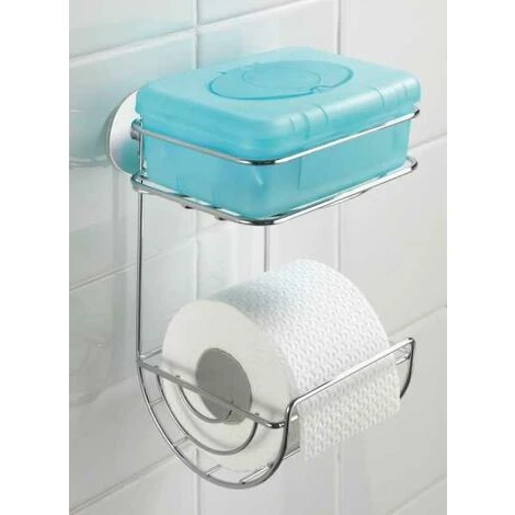 WENKO Dérouleur Papier Toilette Mural Avec étagère Turbo-Loc® Fixation Sans Perçage, Support Papier Toilette Mural, Acier, 16,5x24,5x14 Cm, Brillant - Chromé 7 WENKO Dérouleur Papier Toilette Mural Avec étagère Turbo-Loc® Fixation Sans Perçage, Support Papier Toilette Mural, Acier, 16,5x24,5x14 Cm, Brillant - Chromé – Image 5