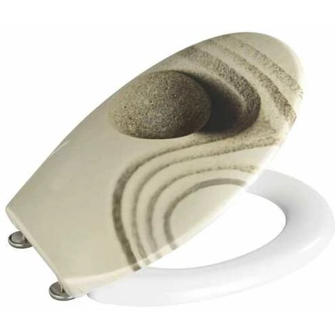 WENKO Abattant WC Original Sand And Stone, Abattant WC Avec Fixation En Acier Inox, Duroplast Antibactérien, 37.5 X 45 Cm, Multicolore - Multicolore 6 WENKO Abattant WC Original Sand And Stone, Abattant WC Avec Fixation En Acier Inox, Duroplast Antibactérien, 37.5 X 45 Cm, Multicolore - Multicolore – Image 4