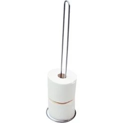 WENKO Réserve Papier Toilette Exclusive, Stockeur Papier Toilette à Poser, Pour 5 Rouleaux De Papier Toilette, Acier, 14x56x14 Cm, Brillant - Chromé