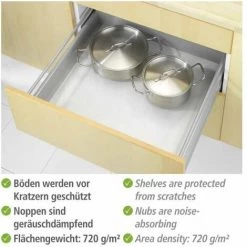 WENKO Tapis Fond De Tiroir, Tapis Antidérapant Tiroir, Protection Tiroir Cuisine, Découpable, Extra épais, Plastique, 150x50 Cm, Gris -WENKO Soldes 6579664 5