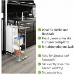 WENKO Desserte à Roulettes étroite Slim, Chariot De Ménage, Rangement Cellier Avec 3 Paniers De Rangement, Métal - Plastique, 58x80x20 Cm, Gris 9 WENKO Desserte à Roulettes étroite Slim, Chariot De Ménage, Rangement Cellier Avec 3 Paniers De Rangement, Métal - Plastique, 58x80x20 Cm, Gris -WENKO Soldes 6579669 3