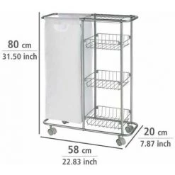 WENKO Desserte à Roulettes étroite Slim, Chariot De Ménage, Rangement Cellier Avec 3 Paniers De Rangement, Métal - Plastique, 58x80x20 Cm, Gris 10 WENKO Desserte à Roulettes étroite Slim, Chariot De Ménage, Rangement Cellier Avec 3 Paniers De Rangement, Métal - Plastique, 58x80x20 Cm, Gris -WENKO Soldes 6579669 4
