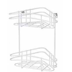WENKO Etagère D'angle Douche Classic Plus, étagère Angle Salle De Bain, 2 Niveaux, Acier, 28,5x33x17,5 Cm, Blanc - Blanc
