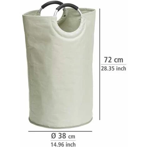 WENKO Panier à Linge Souple Jumbo, Panier à Linge Sale Avec Poignée De Transport, Capacité 69L, Polyester - Aluminium, Ø 38x72 Cm, Beige - Beige 5 WENKO Panier à Linge Souple Jumbo, Panier à Linge Sale Avec Poignée De Transport, Capacité 69L, Polyester - Aluminium, Ø 38x72 Cm, Beige - Beige – Image 3