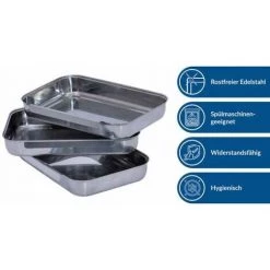 WENKO Set De Panure En Acier Inoxydable 3 Pièces, Set Pour Paner, Bacs En Acier Inoxydable Pour Farine, Oeuf, Chapelure, Nettoyage Facile Dans Le Lave-vaisselle, Acier Inox, 15,7x3,2x22 Cm, Brillant - Brillant 11 WENKO Set De Panure En Acier Inoxydable 3 Pièces, Set Pour Paner, Bacs En Acier Inoxydable Pour Farine, Oeuf, Chapelure, Nettoyage Facile Dans Le Lave-vaisselle, Acier Inox, 15,7x3,2x22 Cm, Brillant - Brillant -WENKO Soldes 6579677 5