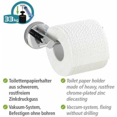WENKO Porte Papier Toilette Mural Capri, Support Papier Toilette Mural Pour La Salle De Bain Et Les WC, Vacuum-Loc® Fixation Sans Perçage, Zinc Inoxydable, 16x6x7 Cm, Brillant 6 WENKO Porte Papier Toilette Mural Capri, Support Papier Toilette Mural Pour La Salle De Bain Et Les WC, Vacuum-Loc® Fixation Sans Perçage, Zinc Inoxydable, 16x6x7 Cm, Brillant – Image 4