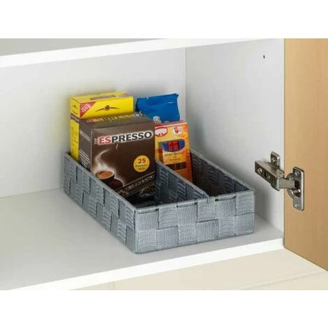 WENKO Organiseur Tiroir Cuisine Avec Rangement Amovible Adria M, Boite Rangement Salle De Bain, Plastique, 18x26x6 Cm, Gris - Gris 6 WENKO Organiseur Tiroir Cuisine Avec Rangement Amovible Adria M, Boite Rangement Salle De Bain, Plastique, 18x26x6 Cm, Gris - Gris – Image 4