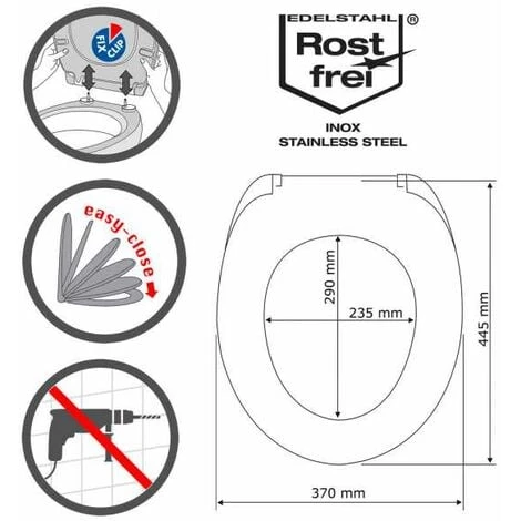 WENKO Abattant WC Avec Frein De Chute "easy Close", Fixation Inox 'fix Clip', Blanc, Duroplastique, Bilbao, 35 X 43,5 Cm - Blanc 6 WENKO Abattant WC Avec Frein De Chute "easy Close", Fixation Inox 'fix Clip', Blanc, Duroplastique, Bilbao, 35 X 43,5 Cm - Blanc – Image 4