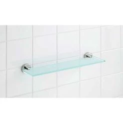 WENKO Etagère Salle De Bain, Tablette En Verre Bosio Shine, Fixation Acier Inox, 46,5x5,5x13,5 Cm, Brillant -WENKO Soldes 6579692 3