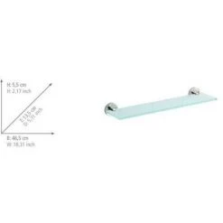 WENKO Etagère Salle De Bain, Tablette En Verre Bosio Shine, Fixation Acier Inox, 46,5x5,5x13,5 Cm, Brillant -WENKO Soldes 6579692 5