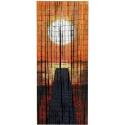 WENKO Rideau Bambou, Rideau De Porte, "coucher De Soleil", Rideau Mouche, Bambou, 90x200 Cm, Multicolore - Multicolore