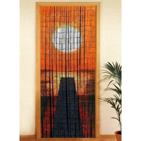 WENKO Rideau Bambou, Rideau De Porte, "coucher De Soleil", Rideau Mouche, Bambou, 90x200 Cm, Multicolore - Multicolore 4 WENKO Rideau Bambou, Rideau De Porte, "coucher De Soleil", Rideau Mouche, Bambou, 90x200 Cm, Multicolore - Multicolore – Image 2