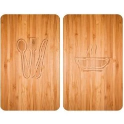 WENKO Protection Plaque De Cuisson, Couvre Plaque De Cuisson En Verre "Lunch", Lot De 2, Verre Trempé, 30x52 Cm, Multicolore