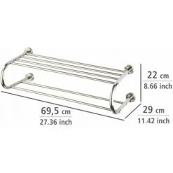 WENKO Étagère Porte Serviette Murale Fastro, Etagère Salle De Bain Avec Porte Serviette Salle De Bain Murale, Acier Inox, 69,5x22x29 Cm, Brillant 9 WENKO Étagère Porte Serviette Murale Fastro, Etagère Salle De Bain Avec Porte Serviette Salle De Bain Murale, Acier Inox, 69,5x22x29 Cm, Brillant -WENKO Soldes 6579749 3