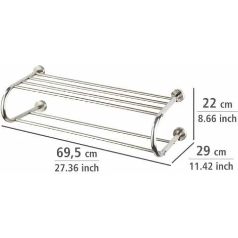 WENKO Étagère Porte Serviette Murale Fastro, Etagère Salle De Bain Avec Porte Serviette Salle De Bain Murale, Acier Inox, 69,5x22x29 Cm, Brillant 5 WENKO Étagère Porte Serviette Murale Fastro, Etagère Salle De Bain Avec Porte Serviette Salle De Bain Murale, Acier Inox, 69,5x22x29 Cm, Brillant – Image 3