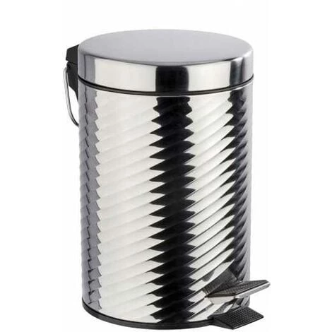 WENKO Petite Poubelle Salle De Bain, Poubelle à Pédale 3L, Spiro, Acier Inox, 17x26x22 Cm, Brillant - Brillant 3 WENKO Petite Poubelle Salle De Bain, Poubelle à Pédale 3L, Spiro, Acier Inox, 17x26x22 Cm, Brillant - Brillant