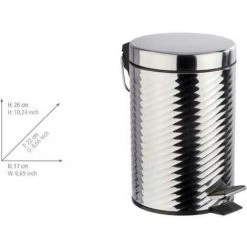 WENKO Petite Poubelle Salle De Bain, Poubelle à Pédale 3L, Spiro, Acier Inox, 17x26x22 Cm, Brillant - Brillant 7 WENKO Petite Poubelle Salle De Bain, Poubelle à Pédale 3L, Spiro, Acier Inox, 17x26x22 Cm, Brillant - Brillant -WENKO Soldes 6579764 3