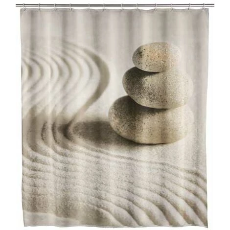 WENKO Rideau De Douche Original Sand Stone, Rideau De Douche 180x200 Cm, Lavable En Machine Et Waterproof, 12 Anneaux Rideau De Douche En Plastique Blanc Inclus, Polyester, 180x200 Cm, Multicolore - Multicolore 3 WENKO Rideau De Douche Original Sand Stone, Rideau De Douche 180x200 Cm, Lavable En Machine Et Waterproof, 12 Anneaux Rideau De Douche En Plastique Blanc Inclus, Polyester, 180x200 Cm, Multicolore - Multicolore