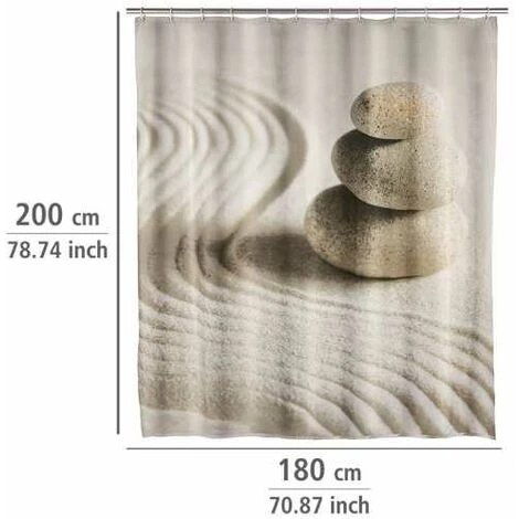 WENKO Rideau De Douche Original Sand Stone, Rideau De Douche 180x200 Cm, Lavable En Machine Et Waterproof, 12 Anneaux Rideau De Douche En Plastique Blanc Inclus, Polyester, 180x200 Cm, Multicolore - Multicolore 7 WENKO Rideau De Douche Original Sand Stone, Rideau De Douche 180x200 Cm, Lavable En Machine Et Waterproof, 12 Anneaux Rideau De Douche En Plastique Blanc Inclus, Polyester, 180x200 Cm, Multicolore - Multicolore – Image 5