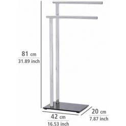 WENKO Porte Serviette Salle De Bain Sur Pied, Lava, 2 Barres Porte Serviette, Acier Inox - Verre Trempé, 42x81x20 Cm, Brillant - Noir 10 WENKO Porte Serviette Salle De Bain Sur Pied, Lava, 2 Barres Porte Serviette, Acier Inox - Verre Trempé, 42x81x20 Cm, Brillant - Noir -WENKO Soldes 6579769 4