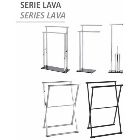 WENKO Porte Serviette Salle De Bain Sur Pied, Lava, 2 Barres Porte Serviette, Acier Inox - Verre Trempé, 42x81x20 Cm, Brillant - Noir 7 WENKO Porte Serviette Salle De Bain Sur Pied, Lava, 2 Barres Porte Serviette, Acier Inox - Verre Trempé, 42x81x20 Cm, Brillant - Noir – Image 5