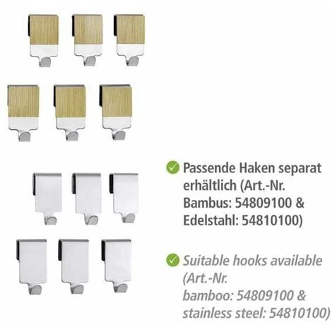 WENKO Etagere Murale Cuisine Avec Barre De Cuisine Mural Pour Ustensiles Premium, Etagère Cuisine Porte épices Avec Barre De Crédence, Bambou - Métal, 40x5,5x8 Cm, Argent - Marron - Argent Mat 7 WENKO Etagere Murale Cuisine Avec Barre De Cuisine Mural Pour Ustensiles Premium, Etagère Cuisine Porte épices Avec Barre De Crédence, Bambou - Métal, 40x5,5x8 Cm, Argent - Marron - Argent Mat – Image 5