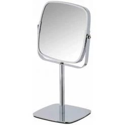 WENKO Miroir Grossissant X5 Kare, Miroir Maquillage Sur Pied, Design Carré, Acier, 14x14 Cm, Chromé - Chromé -WENKO Soldes 6579777 3