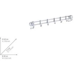 WENKO Barre De Crédence Cuisine Style Porte Ustensiles De Cuisine Mural Avec 7 Crochets En Acier Inox, Métal, 60x6,5x3 Cm, Argent 9 WENKO Barre De Crédence Cuisine Style Porte Ustensiles De Cuisine Mural Avec 7 Crochets En Acier Inox, Métal, 60x6,5x3 Cm, Argent -WENKO Soldes 6579786 4