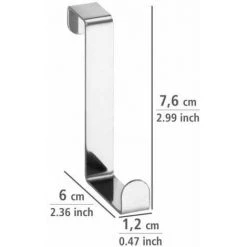 WENKO Crochet De Porte, Patère De Porte à Suspendre, Pour La Cuisine Et Salle De Bain, Lot De 6, Acier, 7,6x1,2x6 Cm, Brillant - Brillant -WENKO Soldes 6579799 4