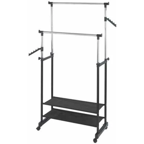 WENKO Porte Vêtement Sur Pied à Roulettes, Portant à Vêtements All In, Hauteur Réglable, 89,5x117-169x43 Cm 3 WENKO Porte Vêtement Sur Pied à Roulettes, Portant à Vêtements All In, Hauteur Réglable, 89,5x117-169x43 Cm