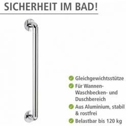 WENKO Poignée De Sécurité Murale Secura 64,5 Cm, Barre D'appui Salle De Bain Et WC, Vis Et Chevilles Fournies, Capacité De Charge 120 Kg, Aluminium, 64,5x7x8 Cm, Brillant 8 WENKO Poignée De Sécurité Murale Secura 64,5 Cm, Barre D'appui Salle De Bain Et WC, Vis Et Chevilles Fournies, Capacité De Charge 120 Kg, Aluminium, 64,5x7x8 Cm, Brillant -WENKO Soldes 6579818 2