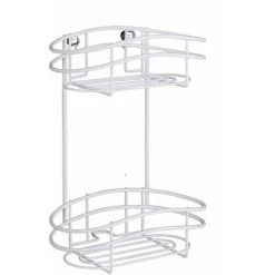 WENKO Etagère Murale Salle De Bain Classic Plus, Panier De Douche Mural, 2 Niveaux, Acier, 24x32,5x15 Cm, Blanc - Blanc