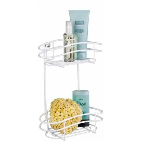 WENKO Etagère Murale Salle De Bain Classic Plus, Panier De Douche Mural, 2 Niveaux, Acier, 24x32,5x15 Cm, Blanc - Blanc 4 WENKO Etagère Murale Salle De Bain Classic Plus, Panier De Douche Mural, 2 Niveaux, Acier, 24x32,5x15 Cm, Blanc - Blanc – Image 2