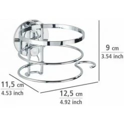 WENKO Porte Sèche-cheveux Mural, Support Sèche Cheveux Mural Turbo-Loc® Fixation Sans Perçage, Acier Inox, 38x10,5x11 Cm, Brillant - Brillant -WENKO Soldes 6579837 4