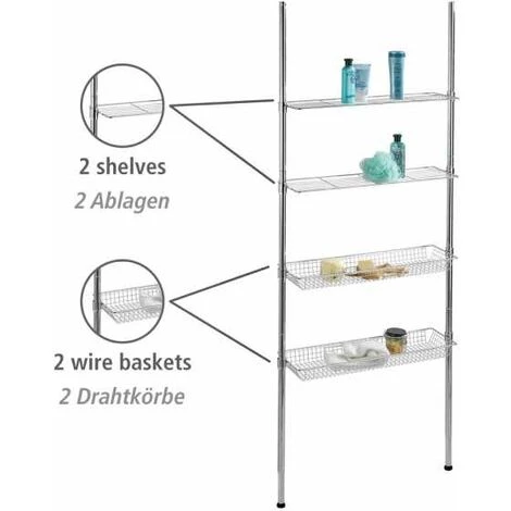 WENKO Etagère Salle De Bain, étagère Télescopique, Ellera, Acier, 71x65-285x20 Cm, Brillant 4 WENKO Etagère Salle De Bain, étagère Télescopique, Ellera, Acier, 71x65-285x20 Cm, Brillant – Image 2