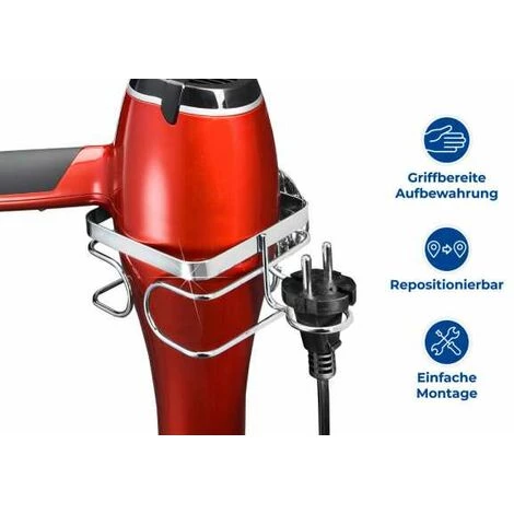 WENKO TurboFIX Porte Sèche-cheveux - Argent Brillant 5 WENKO TurboFIX Porte Sèche-cheveux - Argent Brillant – Image 3