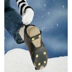 WENKO Crampons à Chaussures Taille 41-44, 1 Paire De Semelles Crampons Anti Verglas, Métal - Plastique, 21,5x12x13 Cm, Noir - Noir