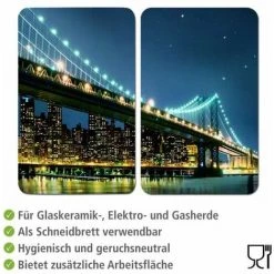 WENKO Protection Plaque De Cuisson, Couvre Plaque De Cuisson En Verre "Brooklyn Bridge", Lot De 2, Verre Trempé, 30x52 Cm, Multicolore 9 WENKO Protection Plaque De Cuisson, Couvre Plaque De Cuisson En Verre "Brooklyn Bridge", Lot De 2, Verre Trempé, 30x52 Cm, Multicolore -WENKO Soldes 6579862 3