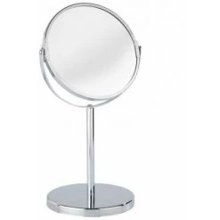 WENKO Miroir Grossissant X3 Assisi, Miroir Grossissant Sur Pied, Ø 16 Cm, Acier, 18,5x34,5x15 Cm, Chromé - Chromé