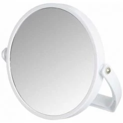 WENKO Miroir Grossissant X5 Noale, Miroir Maquillage à Poser, Ø 15 Cm, Plastique, 19,5x19x2 Cm, Blanc - Blanc