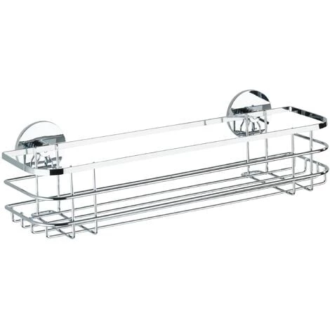 WENKO Etagère Murale Salle De Bain, Panier De Douche Fixation Sans Perçage Turbo-Loc®, Acier Inox, 38,5x8,5x14,5 Cm, Brillant - Brillant 3 WENKO Etagère Murale Salle De Bain, Panier De Douche Fixation Sans Perçage Turbo-Loc®, Acier Inox, 38,5x8,5x14,5 Cm, Brillant - Brillant