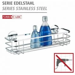WENKO Etagère Murale Salle De Bain, Panier De Douche Fixation Sans Perçage Turbo-Loc®, Acier Inox, 38,5x8,5x14,5 Cm, Brillant - Brillant 8 WENKO Etagère Murale Salle De Bain, Panier De Douche Fixation Sans Perçage Turbo-Loc®, Acier Inox, 38,5x8,5x14,5 Cm, Brillant - Brillant -WENKO Soldes 6579915 2