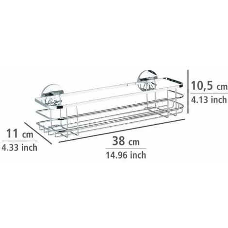 WENKO Etagère Murale Salle De Bain, Panier De Douche Fixation Sans Perçage Turbo-Loc®, Acier Inox, 38,5x8,5x14,5 Cm, Brillant - Brillant 6 WENKO Etagère Murale Salle De Bain, Panier De Douche Fixation Sans Perçage Turbo-Loc®, Acier Inox, 38,5x8,5x14,5 Cm, Brillant - Brillant – Image 4