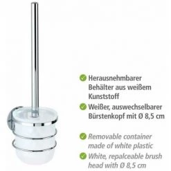 WENKO Brosse WC Suspendue, Brosse WC Murale Turbo-Loc® Fixation Sans Perçage, Acier Inox - Plastique, 10x37x12,5 Cm, Brillant - Satiné - Brillant 9 WENKO Brosse WC Suspendue, Brosse WC Murale Turbo-Loc® Fixation Sans Perçage, Acier Inox - Plastique, 10x37x12,5 Cm, Brillant - Satiné - Brillant -WENKO Soldes 6579925 3