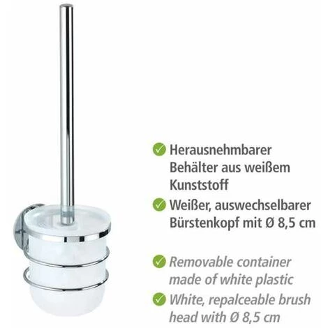 WENKO Brosse WC Suspendue, Brosse WC Murale Turbo-Loc® Fixation Sans Perçage, Acier Inox - Plastique, 10x37x12,5 Cm, Brillant - Satiné - Brillant 5 WENKO Brosse WC Suspendue, Brosse WC Murale Turbo-Loc® Fixation Sans Perçage, Acier Inox - Plastique, 10x37x12,5 Cm, Brillant - Satiné - Brillant – Image 3