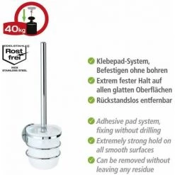 WENKO Brosse WC Suspendue, Brosse WC Murale Turbo-Loc® Fixation Sans Perçage, Acier Inox - Plastique, 10x37x12,5 Cm, Brillant - Satiné - Brillant 10 WENKO Brosse WC Suspendue, Brosse WC Murale Turbo-Loc® Fixation Sans Perçage, Acier Inox - Plastique, 10x37x12,5 Cm, Brillant - Satiné - Brillant -WENKO Soldes 6579925 4