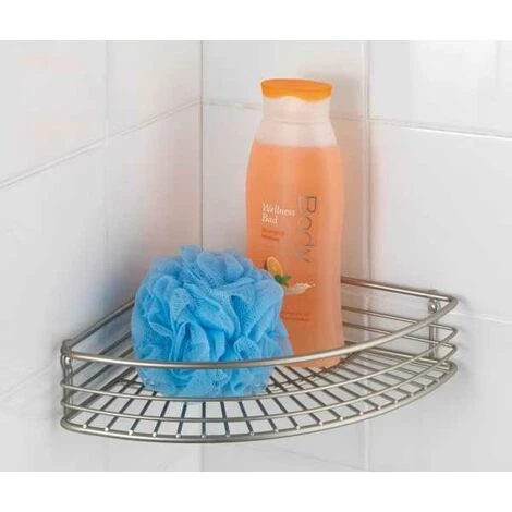 WENKO Etagère D'angle Douche, étagère Angle Salle De Bain, Milano, Acier, 31,5x6x22 Cm, Mat - Mat 4 WENKO Etagère D'angle Douche, étagère Angle Salle De Bain, Milano, Acier, 31,5x6x22 Cm, Mat - Mat – Image 2