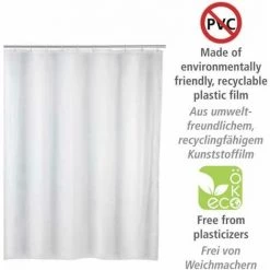 WENKO Rideau De Douche Blanc Uni, Rideau De Douche 120x200 Cm, Imperméable à L'eau, 8 Anneaux Rideau De Douche En Plastique Blanc Inclus, PEVA Matériau Recyclé Et Recyclable, 120x200 Cm, Blanc - Blanc 9 WENKO Rideau De Douche Blanc Uni, Rideau De Douche 120x200 Cm, Imperméable à L'eau, 8 Anneaux Rideau De Douche En Plastique Blanc Inclus, PEVA Matériau Recyclé Et Recyclable, 120x200 Cm, Blanc - Blanc -WENKO Soldes 6579948 3